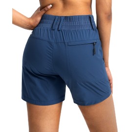 Viodia - Pantalones cortos de golf para mujer, de 5 pulgadas, con bolsillos, cintura alta, elásticos, para verano, estilo casual