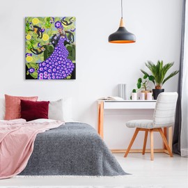 Stupell Industries Abstract Dress Frida Fashion Flower Pattern Botanical Monkeys,Design by Lynnda Rakos