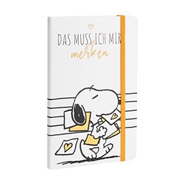 United Labels Peanuts Snoopy - Das muss ich mir merken Hardcover Notizbuch liniert 80 Blatt mit Gummiband Weiß 13 x 21 cm