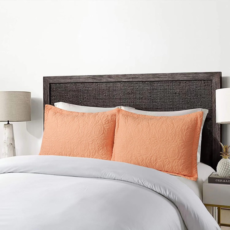 MarCielo 2-Piece Embroidered Pillow Shams, Decorative Microfiber Pillow Shams Set