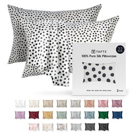 Tafts Silk Pillow Cases - 22mm 100% Pure Mulberry 6A Silk Pillowcase for Hair & Skin with Envelope Closure, Cooling, Natural, Organic, Double Sided Silk Pillow Case (Spot, Queen 20x30, 2pc)