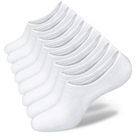 SIXDAYSOX 4 Pairs No Show Socks Womens White Ondo Low Short Non-Slip Socks Size 9-11
