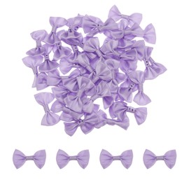 sourcing map 100pcs Purple Bow Ties 1.5" x 1" Mini Bowknot for Crafting Little Satin Bows Bulk for DIY Sewing Scrapbooking Wedding Gift Present Home Decoration