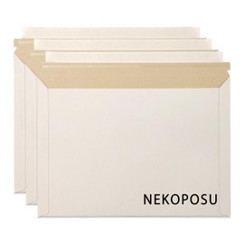[TAKEYUKI] NEKOPOSU Cardboard Envelopes, Square A4 Envelopes, Set of 10, Business Envelopes, Letter Case, For Mailing Services, Extra Thick, White Mailing Bag, Includes Open Zipper, Double Sided Tape,