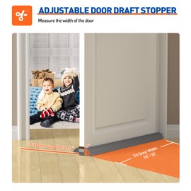 MAGZO Door Draft Stopper, 32 Inch Adjustable Under Door Gap Filler, Fits 26'' - 32'' Bottom Widths, Seals Gaps up to 1.7", Soundproof Sweep Blocks Air, Noise, Light, Dust- Grey