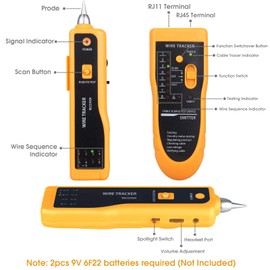 Duogalia Network Cable Tester, Multifunction Wire Tester RJ45 RJ11 Cable Tracker for Cable Collation, Network Maintenance Collation, Telephone Line Test with Earphone Toolkit (Orange)