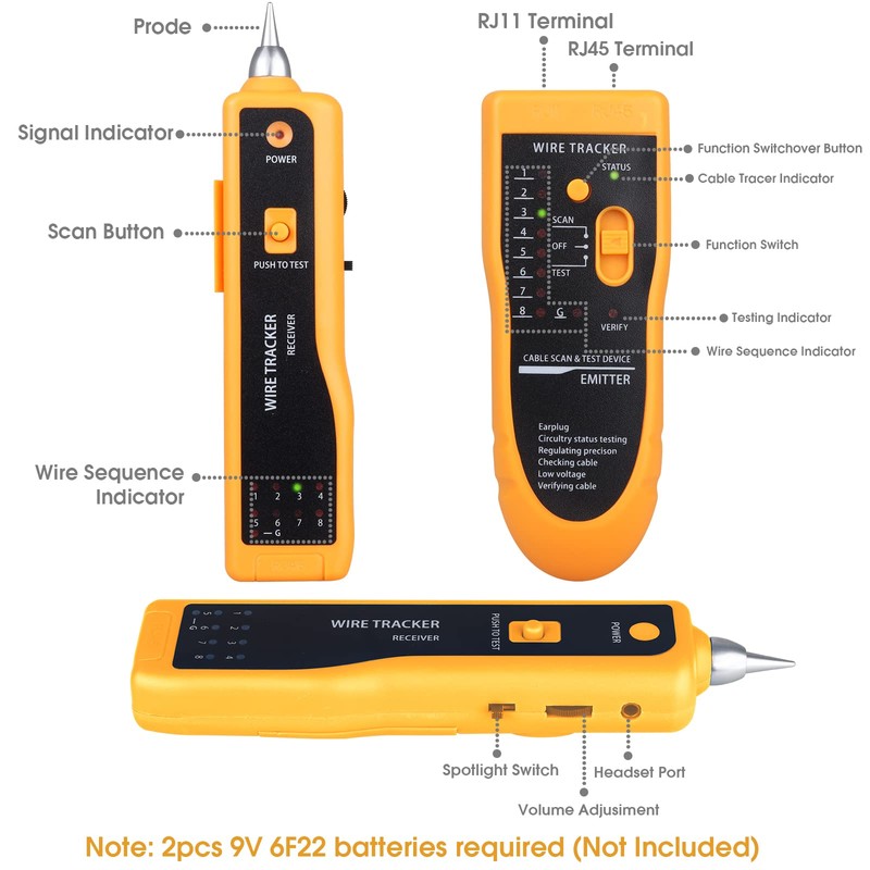 Duogalia Network Cable Tester, Multifunction Wire Tester RJ45 RJ11 Cable