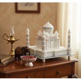 Taj Mahal Tajmahal Marble Replica Model India Agra Souvenir Collection (9 Inch x 9 Inch)