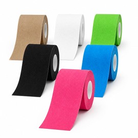 Kinesiology Tape (5 m x 5 cm), Kinesio & Physio Tape Set, Flexible and Water-Resistant, Elastic & Breathable, for Knee, Elbow and Shoulder, Sports and Exercise (6p)