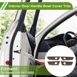 X AUTOHAUX Interior Door Handle Bowl Cover Trim for Honda CRV 2017-2022 Inner Door Handle Decoration Frame Trim Peach Wood Brown ABS 4 Pcs