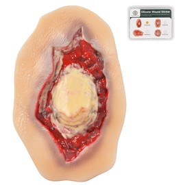 MedEduQuest Silicone Ankle Fracture Wound Model, Wearable Moulage Simulation for Medical Training, Self-Adhesive Ankle Injury Simulator with Exposed Bone and Torn Flesh