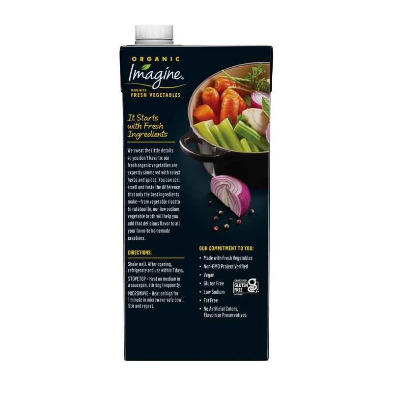 Imagine Foods, Broth Vegetable Low Sodium Organic, 32 Fl Oz