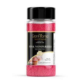 GranAroma Pink Nonpareils, Decorative Sprinkles, Cakes & Cookies, Bakery Staple (6 Ounce)