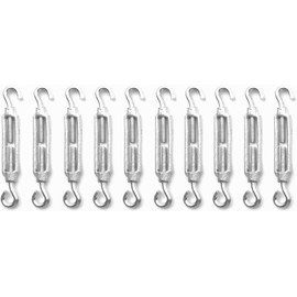 Heavy Duty Galvanized Turnbuckle Strainer with Stainless Steel Hooks, 10 Pack, M5 Thread Size