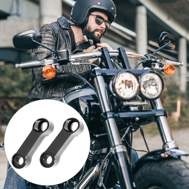 QWORK Motorcycle Mirror Extenders, Aluminum Alloy Adapter, 3.15" Total Extension,