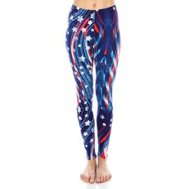 ALWAYS Leggings for Women - Super Soft Casual Print Yoga Pants American Flag One Size Regular