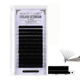 Arison Lashes Easy Fan Lashes Eyelash Extensions 0.10 mm C Curl 8-15 mm Mixed Length, Self-Fanning Volume Eyelashes, Matte Faux Silk