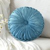 Hig Juego Almohadas Decorativas Redondas Plisadas Terciopelo Azul Polvoriento