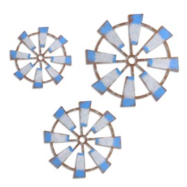 OYEFLY 3 Pcs Wood Windmill Wall Decor,Farmhouse Wooden Windmill Decor (Style 1)