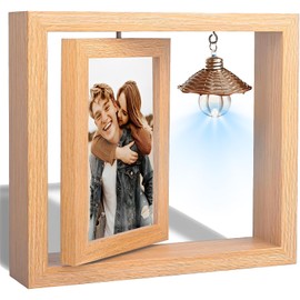 Marcos de fotos,Marcos para Fotos de Doble Cara,Marco de fotos familiar 360°giratoria con luces,marco de fotos boda,para dos fotos de 4 x 6 pulgadas,para Fotos, Cuadros, Especímenes, Sellos, Postales