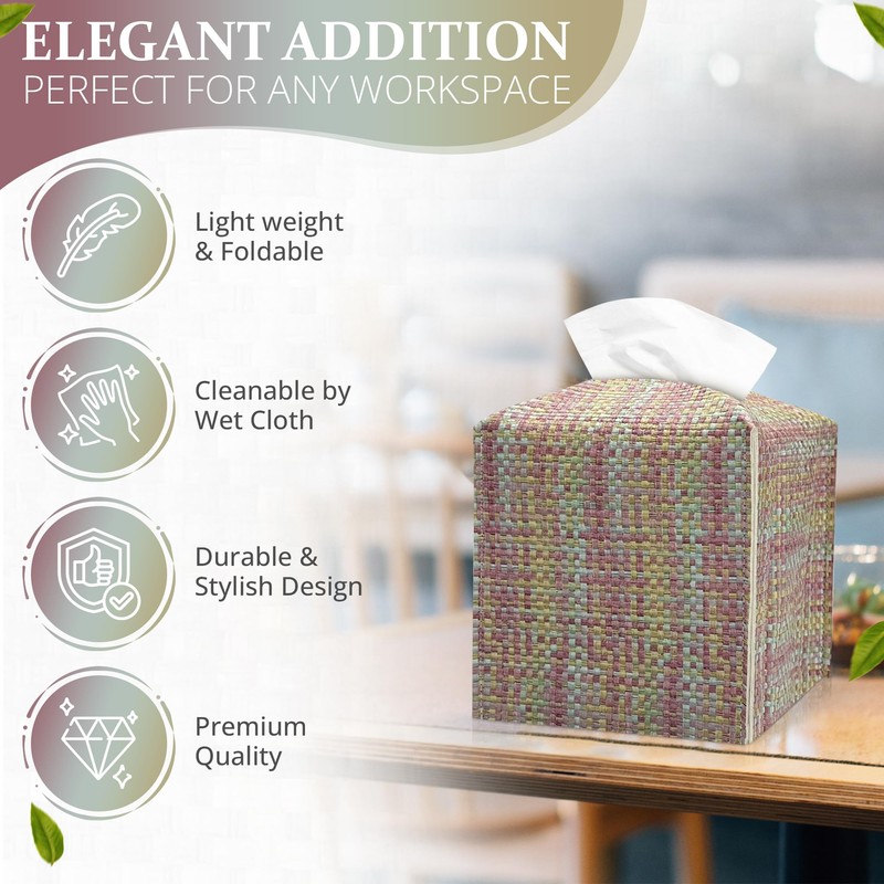 Tissue Box Cover, PU Leather Tissue Box Holder with Bottom