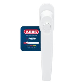 ABUS FG50 Window Handle Lockable with Push Button Without Key Child Lock One-Hand Operation, white, 78773