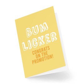 Tongue in Peach Funny Cards Congratulations Card for Promotion Bum Licker New Job Work Colleagues Greeting Card Funny Humour Laughter Banter Joke Fun CBH92