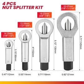 DASBET 4PCS Metal Nut Splitter Set Heavy Duty Nut Splitter Kit Splitter Breaker Manual Pressure Nut Cracker Remover Extractor Tool Corroded Stuck Screw Nut Removal Splitting Tools