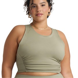 POPSUGAR Long Line Sports Bra Women, Workout Crop Tops for Women Longline Criss Cross Gym Yoga Tops with Built in Bra for Running Pilates Scout, Large