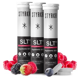 Electrolytes Tablets by Styrkr - Berry - 3X Pack of 12 Hydration Tablets - 500mg per Serving - 2X Higher Salts - Used by Endurance Athletes - Advanced Quad-Blend Formulation - SLT07 12x per Tube
