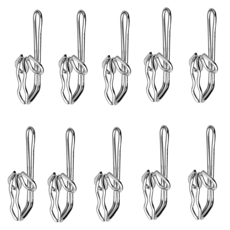 100 Pack Metal Curtain Header Tape Drapery Hooks, Silver