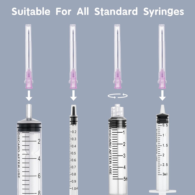 100 Pack 18 Gauge 1.5 inch Disposable Needles with Caps