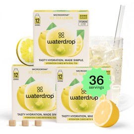 waterdrop® Microdrink ice Tea Set LEMON - 36 Drops Cubes, Zero Sugar Powder - Green Tea + Lemon - Valuable Vitamins