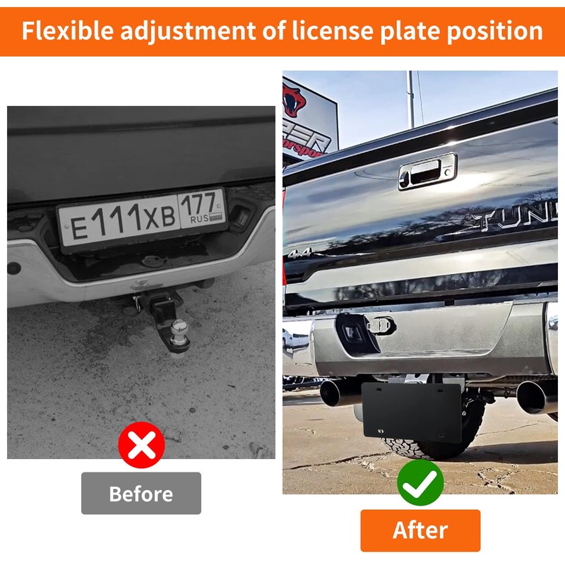 Trailer Hitch License Plate Holder: Mineye Compatible 2” Hitch Receivers,