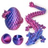 12" 3D Printed Dragon Egg, Articulated Dragon Inside, Crystal Dragon Fidget Toy, Mystery Dragon Egg for Autism/ADHD (Silk Purple)