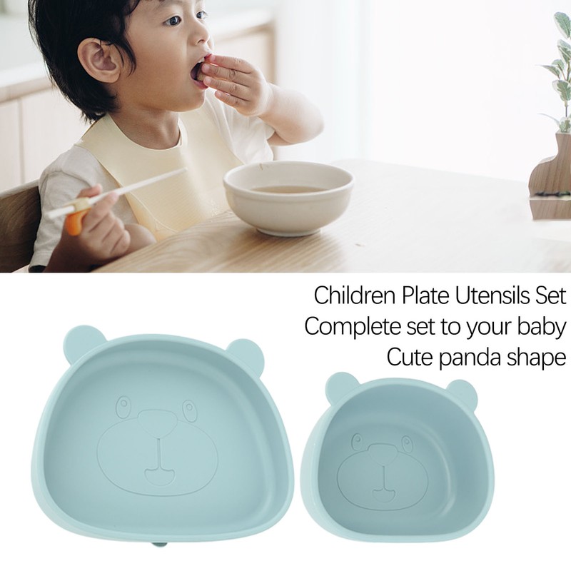 4pcs Children Plate Utensils Set Silicone Suction Bowls Set Toddler