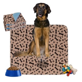 MarV 2-Pack Washable Pee Pads for Dogs Non Slip Puppy Pads , Ultra-Absorbent Mats for Puppy Training, Multi-Use, Reusable Puppy Pads (Brown, M)