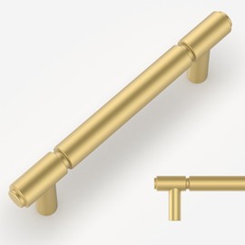 Amerdeco 10 Pack Gold Cabinet Pulls 96mm Hole Center Cabinet Hardware Kitchen Cabinet Handles for Bathroom Drawer Pulls Dresser Pulls AM021