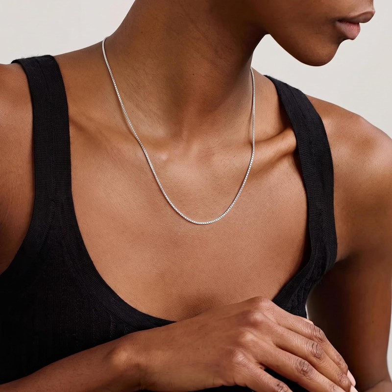 Goldegg 925 Sterling Silver Necklaces for Women,1.1mm Box Chain 16