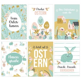 Papierdrachen 12 Easter Cards for Collecting and Sending – Lovingly Designed Postcard Set – Greeting Cards – Easter 2021 [German Language]