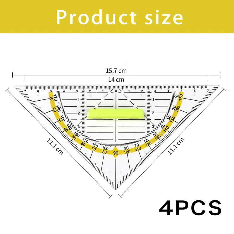 Set Square with Handle Set Square Flexible Set of 4
