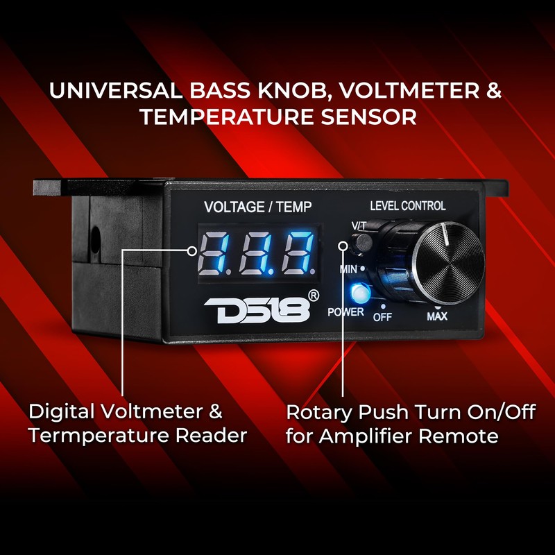 DS18 BKVTR Universal Bass Knob with Volt Meter and Temperature