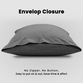 Microfiber Pillow Case 2 Pairs - Housewife Pillowcases - Plain Dyed Soft & Breathable Covers - Standard Size 75x50 cm - Wrinkle & Fade Resistant - Easycare - Machine Washable Bedding - Grey