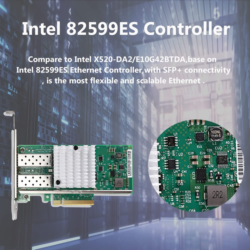10 GB Network Card PCI-E NIC, Dual SFP+ Port, with