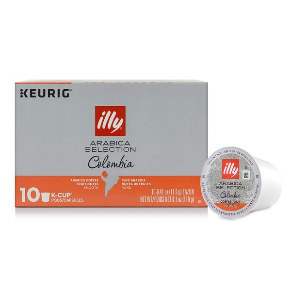 illy Arabica Selections Colombia, 100% Arabica Bean Signature Italian Blend Roasted, Single Serve Drip Brewed Coffee K Cup Pods, Coffee Pods for Keurig Coffee Machines, K-Cups, 10 K-Cup Pods