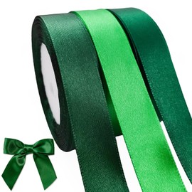 qingmeng 66 m Satin Ribbon Green, 20 mm Gift Ribbon Green Wide, Green Gift Ribbon Wedding Fabric Gift Ribbons for Christening Birthday Decoration Gift Wrapping