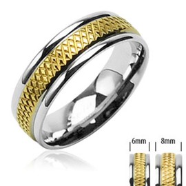 Tapsi´s Coolbodyart® Finger Ring Stainless Steel Cross Groove Gold Silver 47 (15) - 72 (23), Stainless Steel