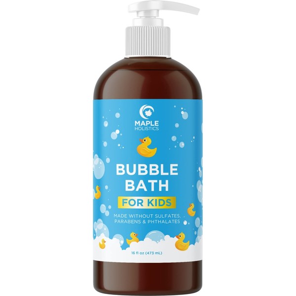 Sulfate Free Kids Bubble Bath - Relaxing Vanilla Lavender Bubble Bath for Kids and Toddlers with Nighttime Blend of Chamomile Oil and Calendula Oil - Extra Foamy Moisturizing Kids Bath Soap Liquid