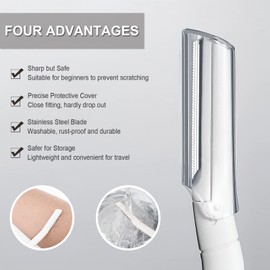 Eyebrow Razors Kit, [4-in-1] Professional Eyebrow Grooming Set- Beauty Tool, Eyebrow Trimmers Set for Women and Men, Including Long and Short Eyebrow Razors Eyebrow Scissors, Slant Tweezers (White)