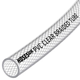 13mm (1/2") ID PVC Clear Reinforced Braided Air, Water, Oil, Gas, Food Flexible Plastic Hose Tube 5 Metre